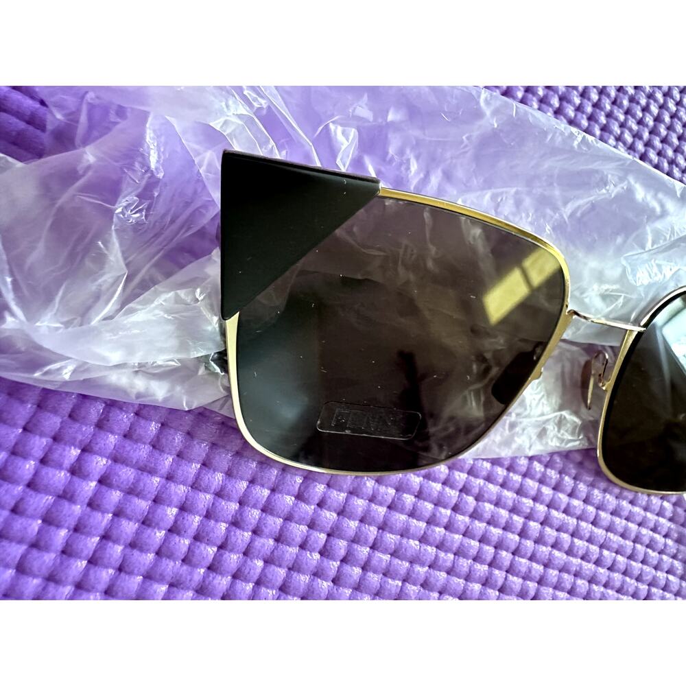 Fendi FF0191/S 0002M Black Gold Cat Eye Sunglasses 55-19-140 NEW Italy